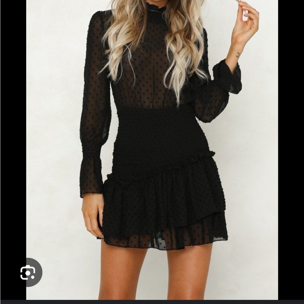 Hello Molly Black Sheath Dress with Bishop Sleeves